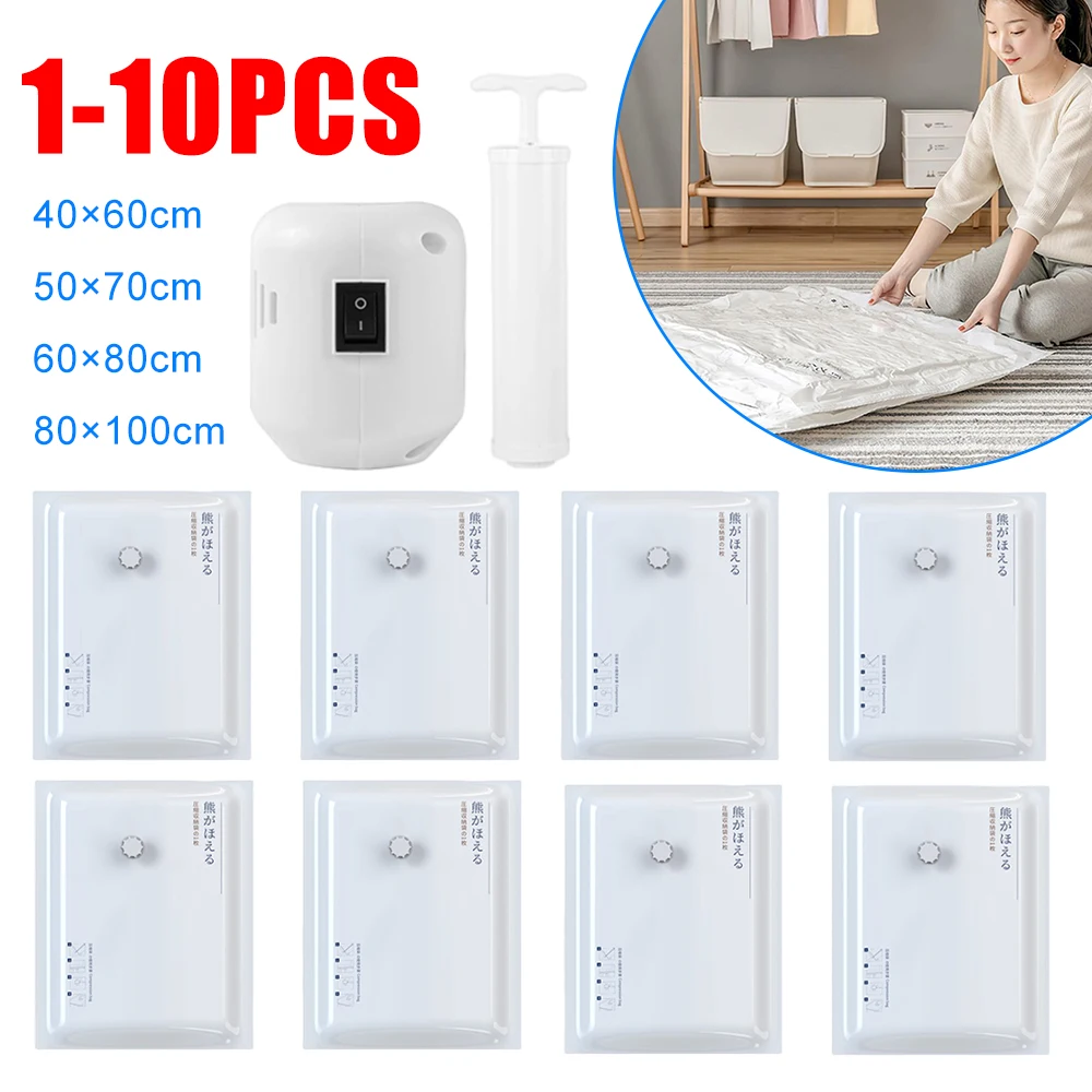 1-10PCS Vakuum Lagerung Taschen Vakuum Dichtung Beutel Platzsparende Taschen für Bettdecken Kleidung Kissen Bettwäsche Decke Lagerung Container