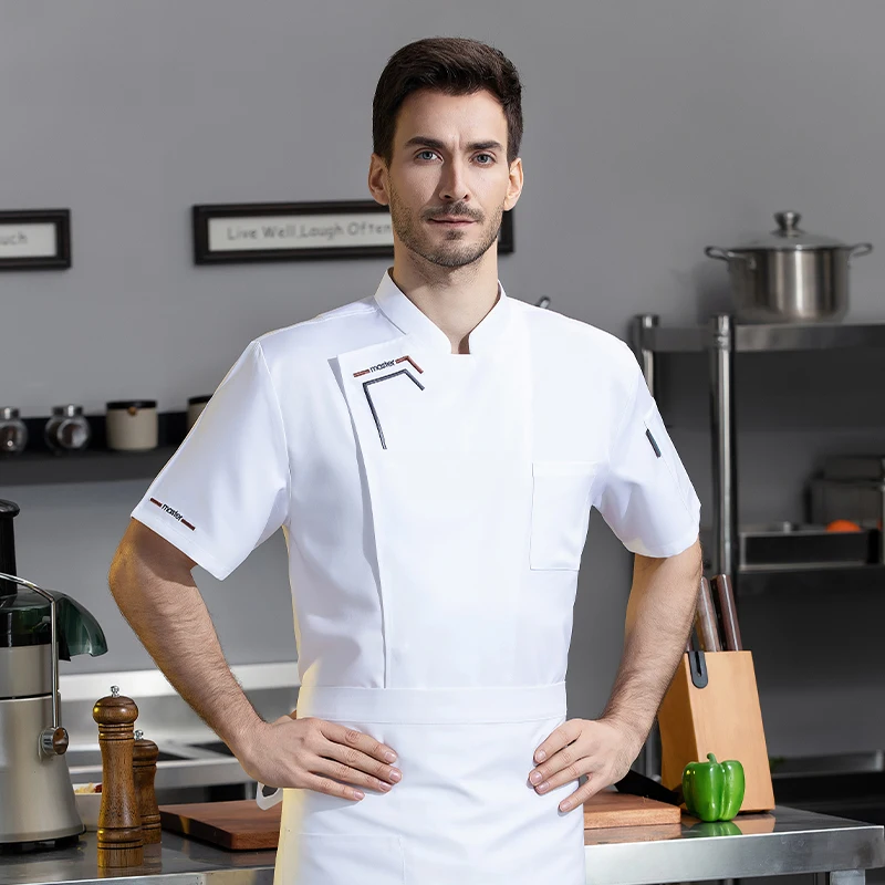 Uniforme de cuisinier, combinaison blanche, T-shirt de chef d'hôtel, veste de travail de boulanger, vêtements de restaurant, 73 chemises