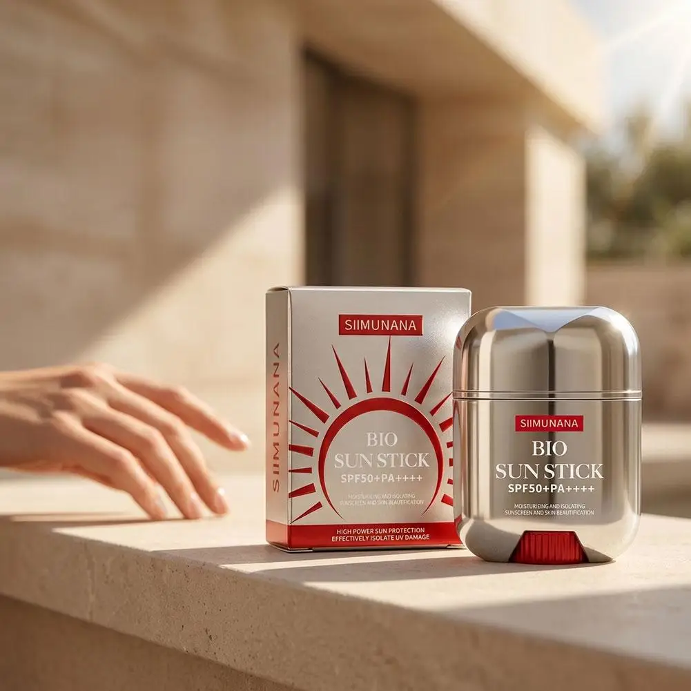 SIIMUNANA Portable Bio Sunscreen Stick High UV Ray Barrier Hydrating Skin Isolation Sun Protection Stick For Daily Outdoor Use
