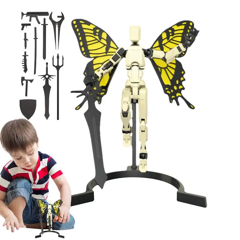 Lucky 13 Figure Toys Dummy 3D Printed Butterfly Winged Angel Movable Shapeshift Robot Action Model DIY Mannequin Decompress gift