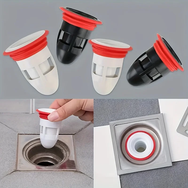 

4pcs Silicone Bullet Core Floor Drain Stopper, Plastic Bathroom Drain Core, Sink Drain Filter for Bathroom Kitchen Sink Drain