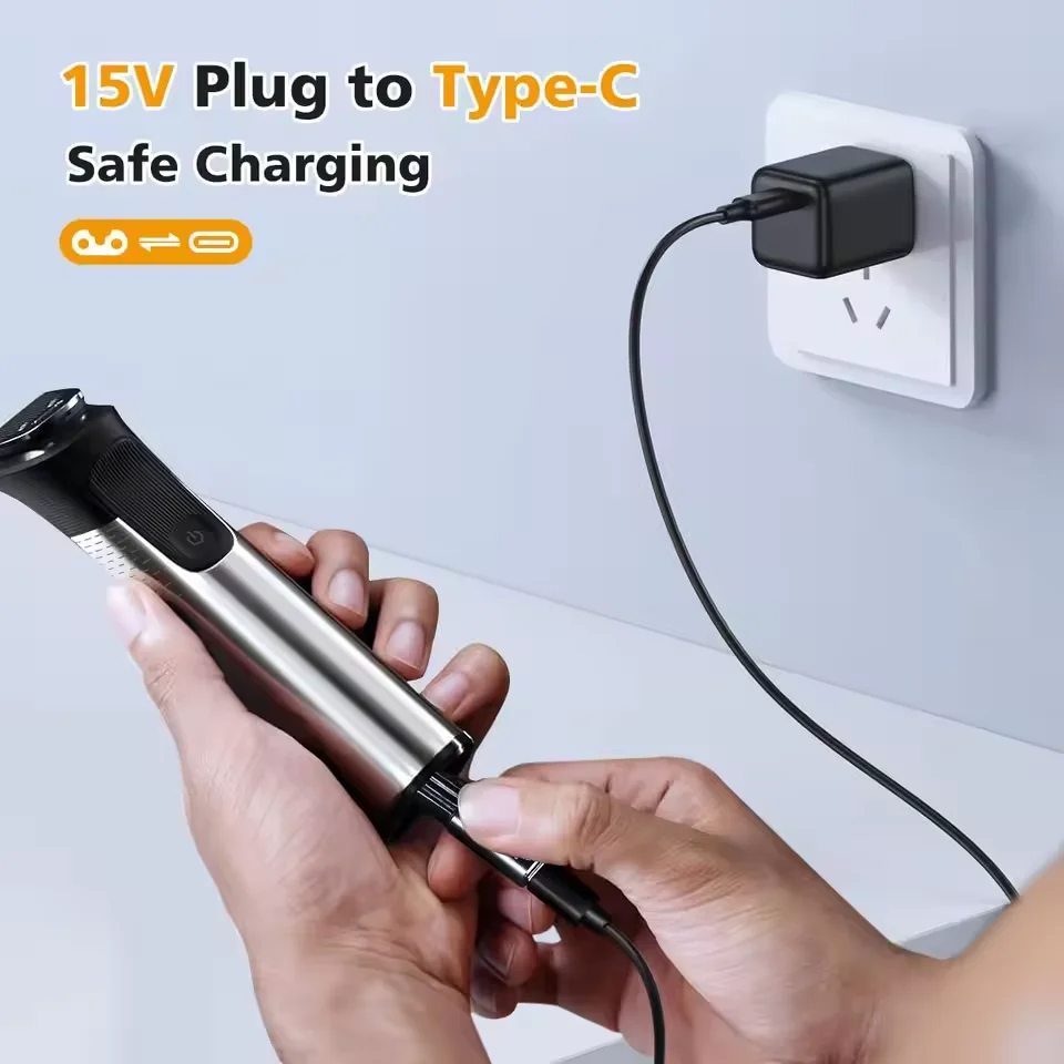 

For Philips One Blade 15V Type-C Shaver Adapter Charging ConverterQP6520 QP6530 QP6510 HQ8505 Electric Beard Trimmer
