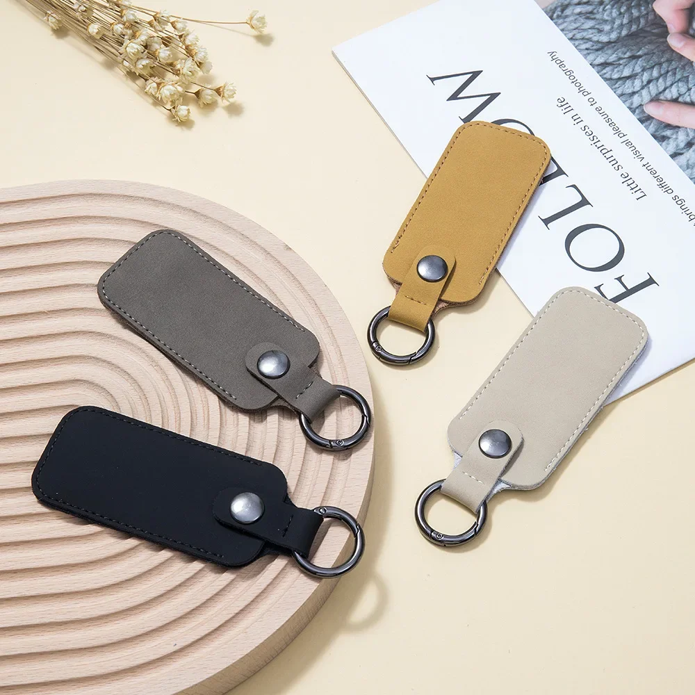 Leather USB Storage Protective Cover Keyring USB Flash Drive Cover Anti-loss Car Keychain Case for USB Shield Access Card Sleeve