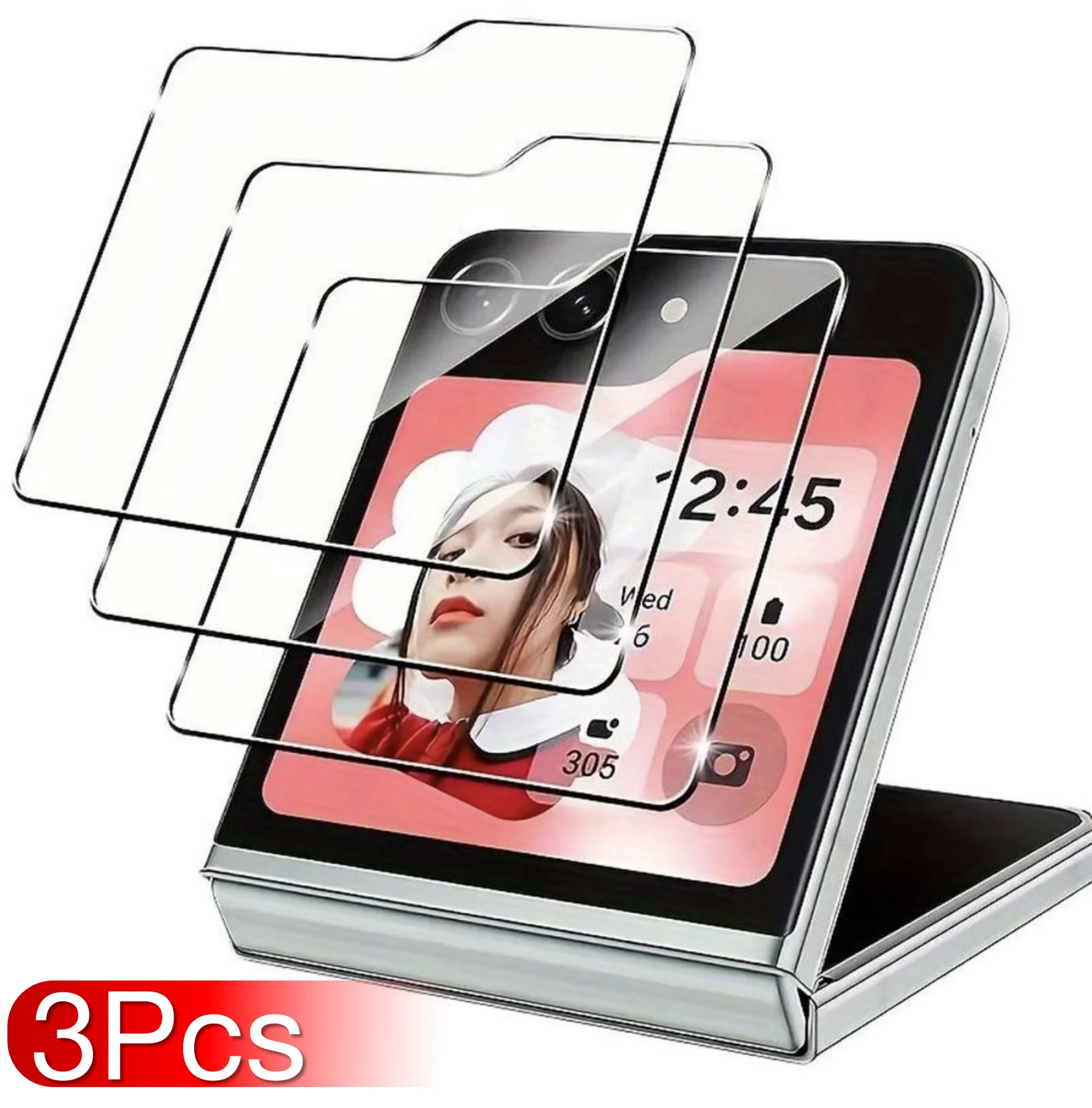 

3Pcs for Galaxy Z Flip 7 6 5 Tempered Glass Protective Film Suitable With High-definition Clarity And 9H Hardness Providing