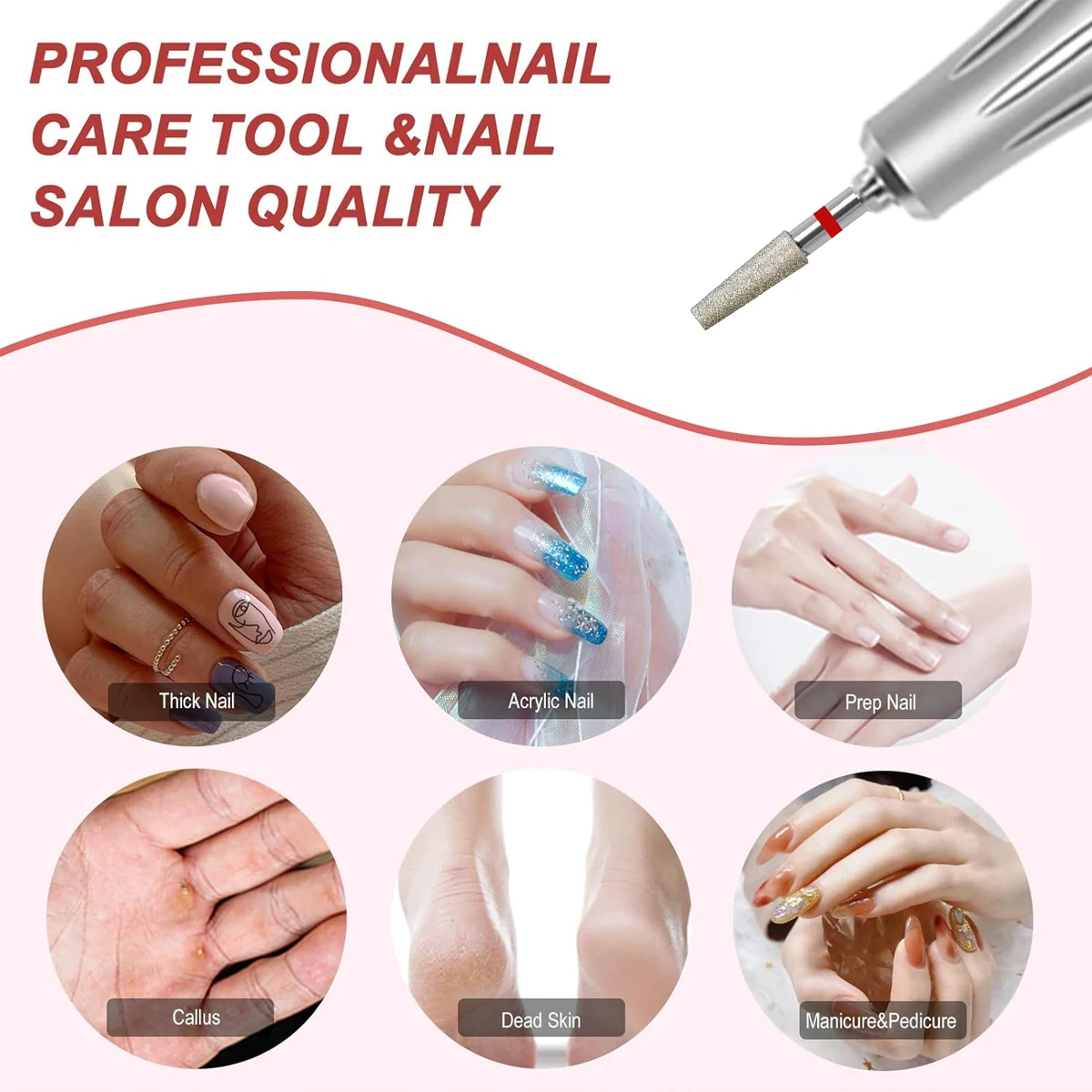 10 stks/set Tapered Diamond Cuticle Bit Nail Boren Manicure Boren Nagels Accessoires Gereedschap