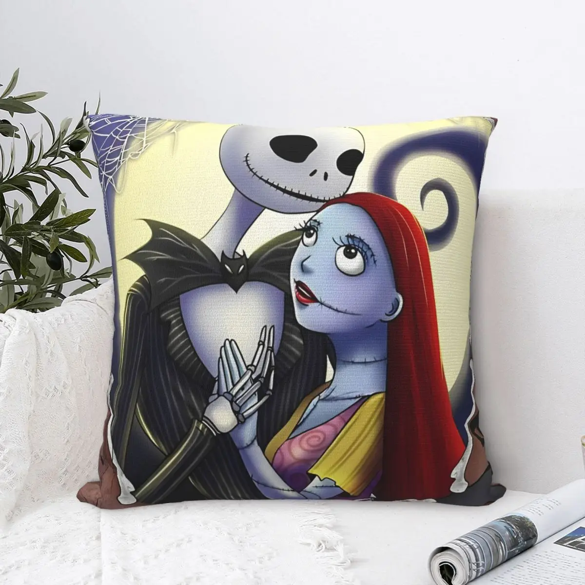 سالي وجاك أكياسها كابوس قبل عيد الميلاد وسادة تغطي الأزياء وسادة للديكور للمنزل 45x45cm