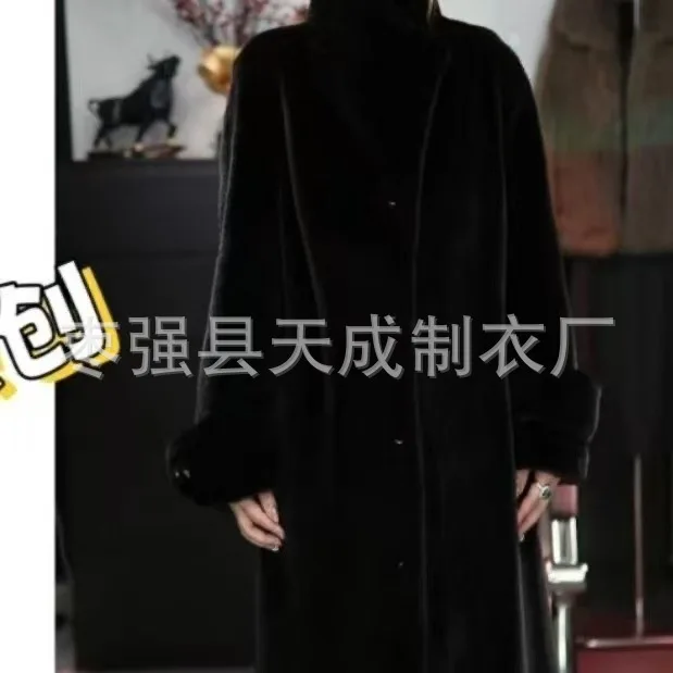 Faux Fur Long Coats Women Jackets Stand Collar Coat Thick Warm Y2k Streetwear Jacket Work Casual Outerwear Autumn Winter