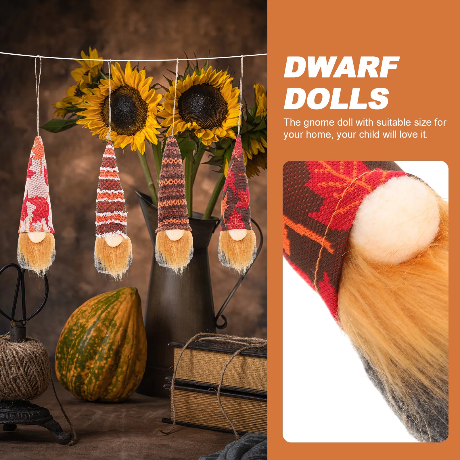 

Набор из 4 подвесных украшений: тыква и кленовый лист, очаровательный гном, для декора на День Благодарения, осеннего фестиваля, вечеринки, украшения дома