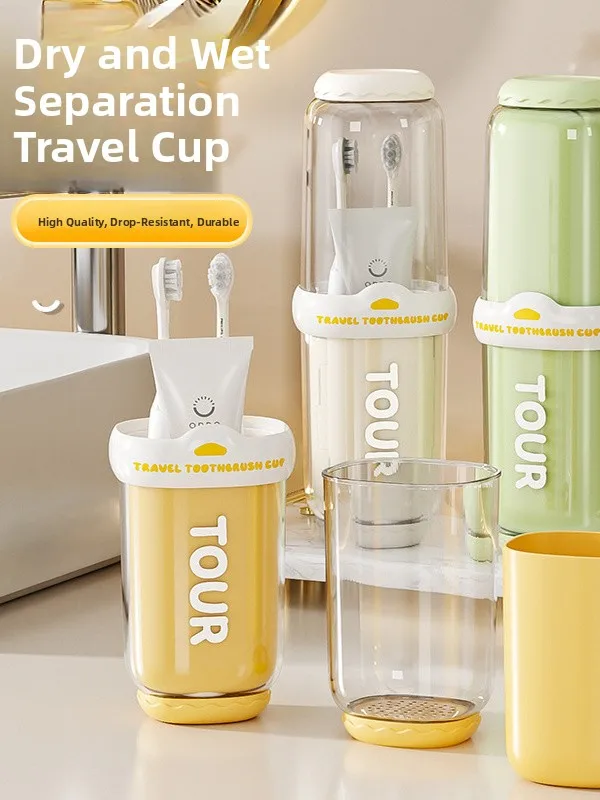 ポータブルトラベルワカップ-4-in-1-セット-子供用歯ブラシ-歯磨き粉-トラベル歯ブラシカップ-フライパーソナルクリーニングツール