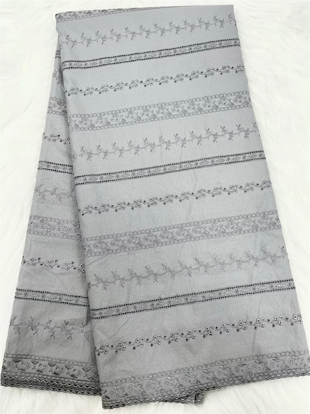 

White African Nigerian 100%Cotton Polish Luxe Satin Embroidery Fabric High Quality Swiss Voile Lace Material For Men Dubai Style