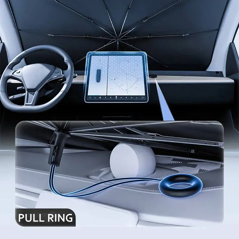 

Car Front Windshield Pull Ring Retractable Sunshade for Windshield Heat UV Protection Foldable Summer Protection Car Accessorie
