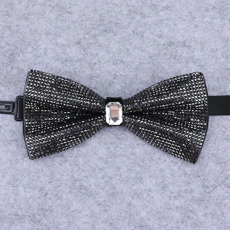 New RhinestonBow Tie For Men Shining Crystal Collar Bowtie Luxury Wedding Banquet Party Bling Butterfly Knot Bridegroom Bow Ties