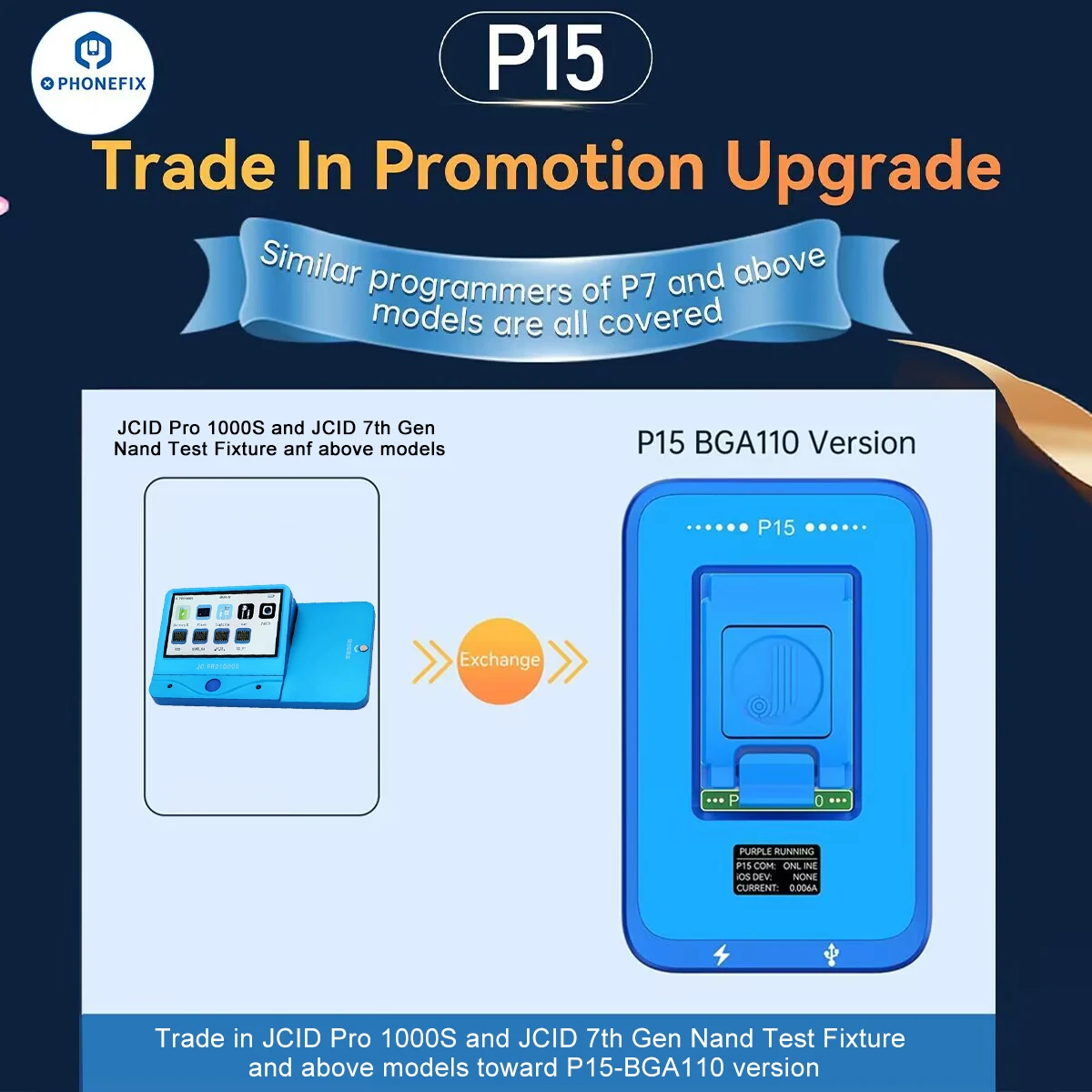 JCID P15 BGA110 Trade In Promotion Upgrade For Pro 1000S P13 P14 Pro P11 P7 P7 PRO P7S P8 Programmer Need Provide Serial Number