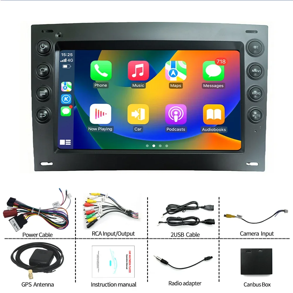 Radio mobil Android untuk Renault Megane 2 2002 2003-2009 Carplay Multimedia Autoaudio Head Unit 7 inci Naviagtion 2din Stereo mobil