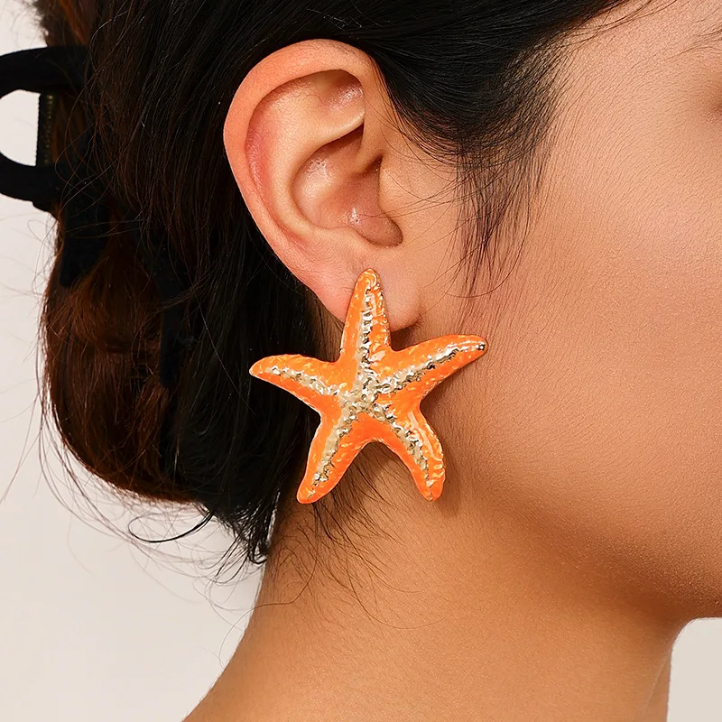 XIALUOKE Vintage Metal Starfish Stud Earrings Women Europe America Style Personality Holiday Jewelry Daily Accessory