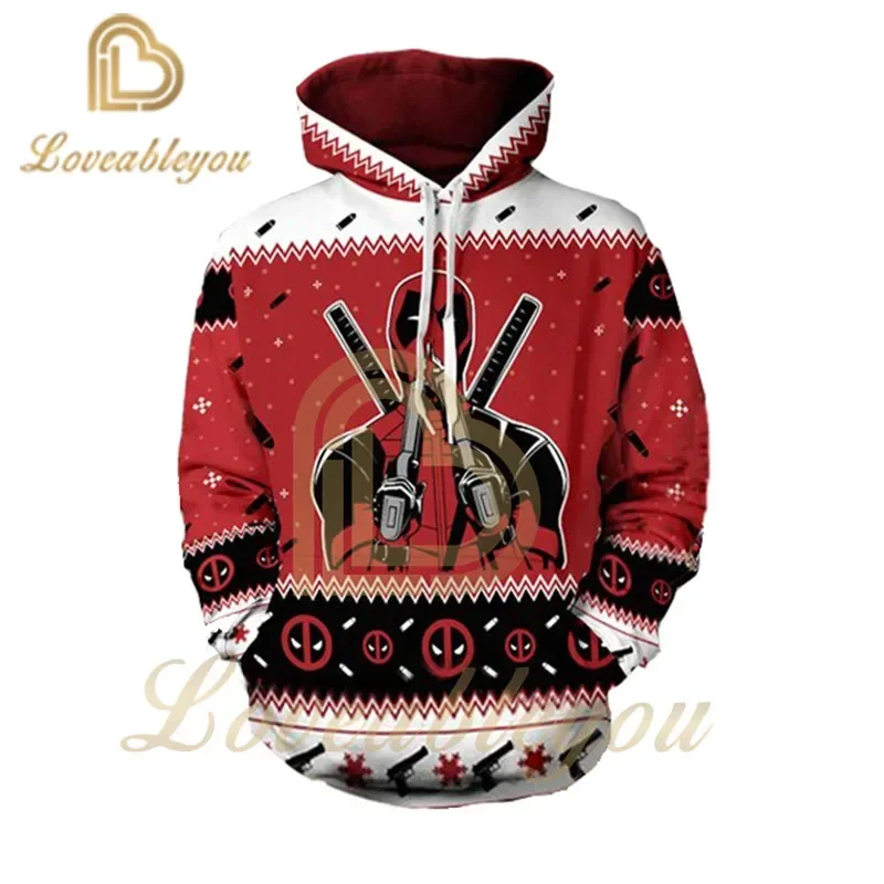 Christmas Deadpool Hoodie Men Streetwear Hip Hop Warm Hooded Sweatshirts Women Casual Spider Hero Hoodies Unisex Clothes