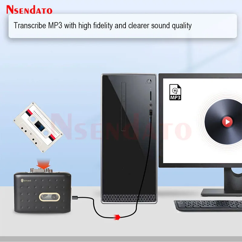 Reproductor de captura de casete USB C, grabadora de cinta antigua a convertidor MP3, reproductor de música de Audio de casete Digital, cinta a PC con auriculares