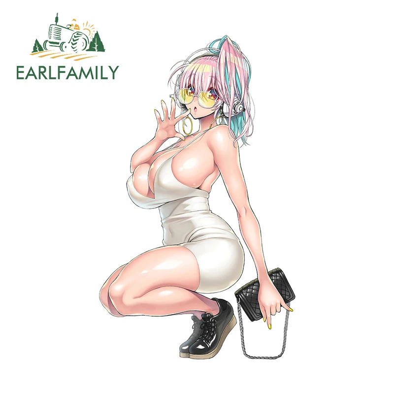 

EARLFAMILY 13cm for Sexy Thicc Anime Girl SUPERSONICO Car Stickers Simple Vinyl Decals Waterproof Creative Surfboard Car Goods