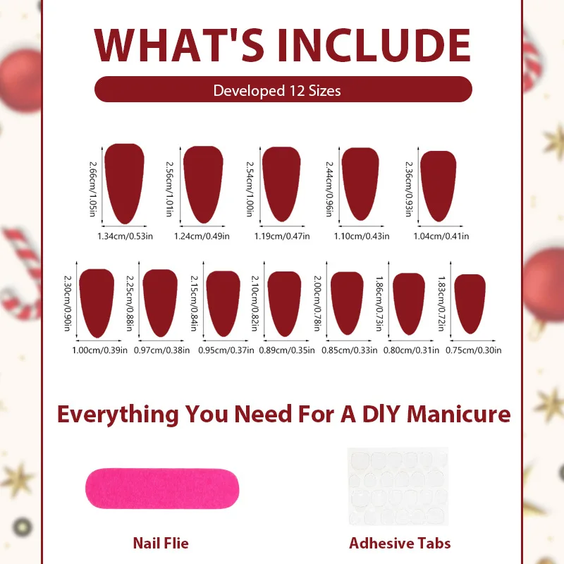 24 Stück Weihnachts-Kunstnägel mit grünem Haar, Jingel Bell Bow, künstliche Nägel für Frauen mit Schneeflocken-Weihnachtsmann-Muster, Nagel zum Aufdrücken