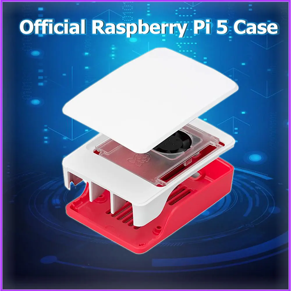 

Official Raspberry Pi 5 ABS Shell with Temperature Controlled Fan Support Cluster Stacking for RPI 5 Pi5