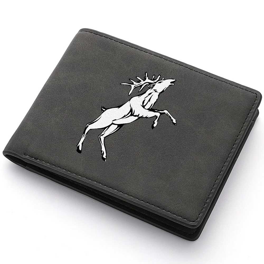 محفظة جيب للعملات المعدنية عالية الجودة بطبعة غزال للرجال، محفظة جلدية صغيرة كاجوال للأعمال