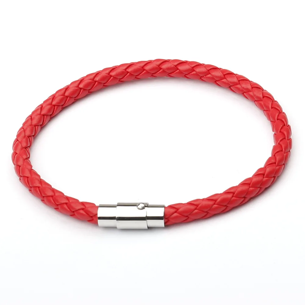 Simple Design Men's Leather Bracelet Multicolor Stainless Steel Button Bangle Women Men Wristbands Valentine's Day Jewelry Gift image 5