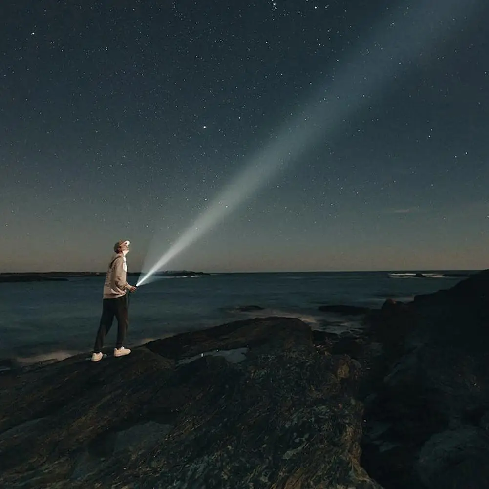 مصباح يدوي LED قابل لإعادة الشحن للتكبير، ضوء تخييم محمول، مصباح يدوي صغير مع صافرة، مصباح يدوي للطوارئ في الهواء الطلق #5