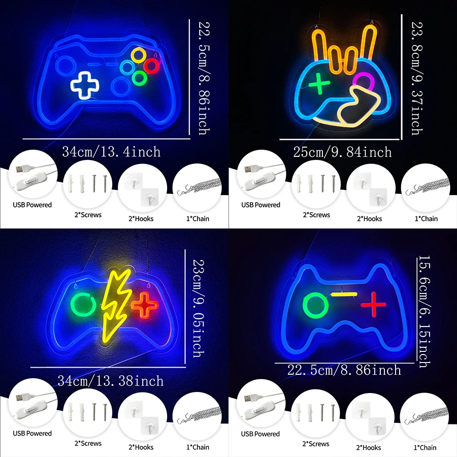 Game Controller Series Neon Sign For Wall Decor,Led Neon Light For Bedroom,Game Room,Party,Man Cave Decor,Gifts For Gamer