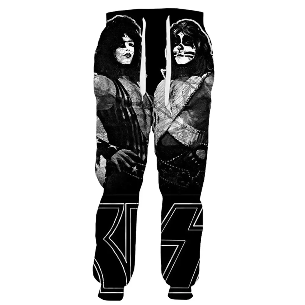 

HX хип-хоп рок металлические брюки Kiss Band для мужчин и женщин осенние спортивные штаны с 3D принтом Harajuku уличная одежда стильные спортивные штаны