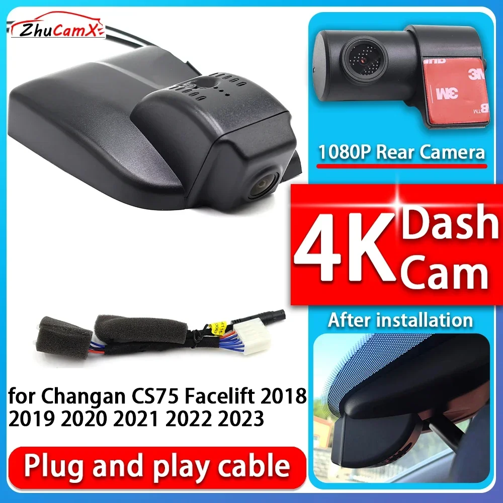 

4K 2160P Camera Plug and Play Dash Cam Video Night Vision For Changan CS75 Facelift 2018 2019 2020 2021 2022 2023