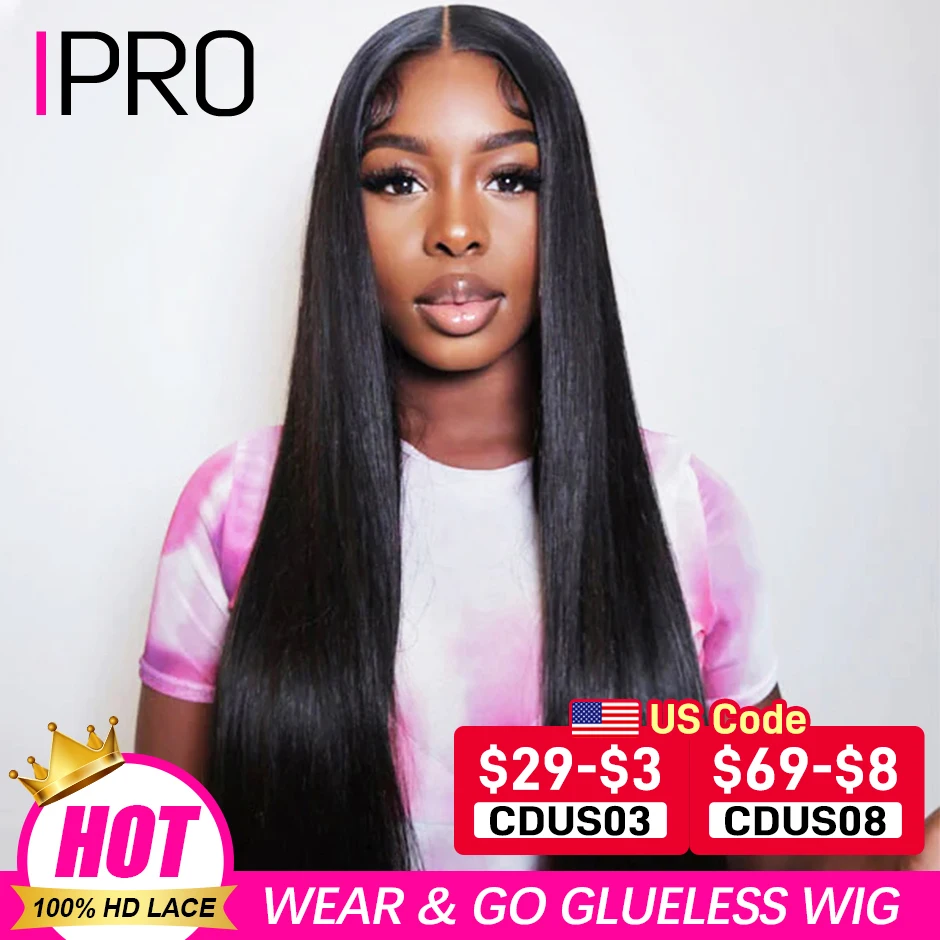 Easy Wear and Go Wig 4x4 Pre-Cut Lace Closure Wig 180% Straight Glueless Human Hair Wig For Women Ready To Wear Pre plucked