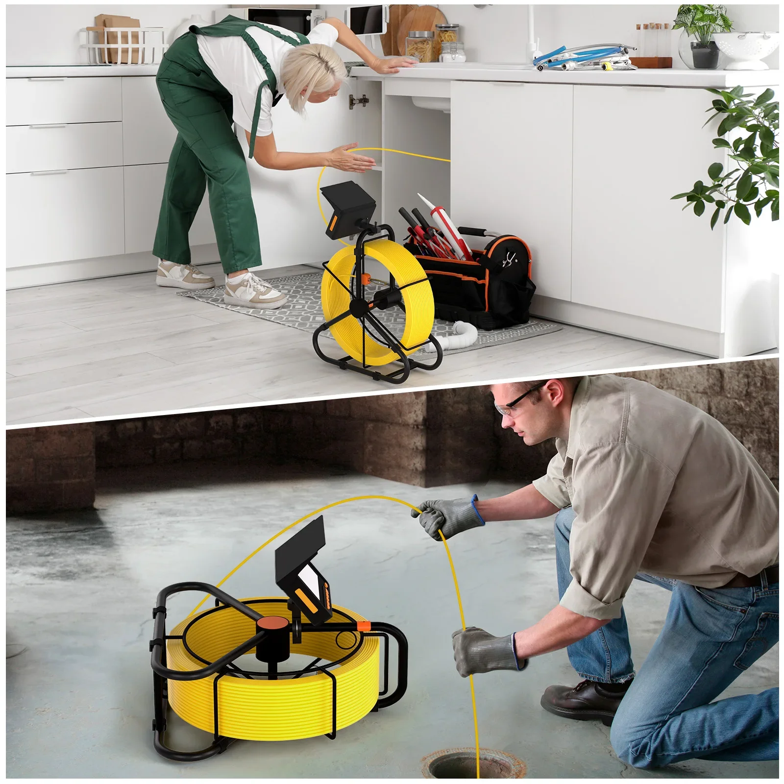 SYANSPAN المجاري استنزاف المنظار الصناعي 23 مللي متر كاميرا فحص الأنابيب 16 جيجابايت بطاقة SD DVR تسجيل الفيديو 8500MHA بطارية 20/30/50 متر #4