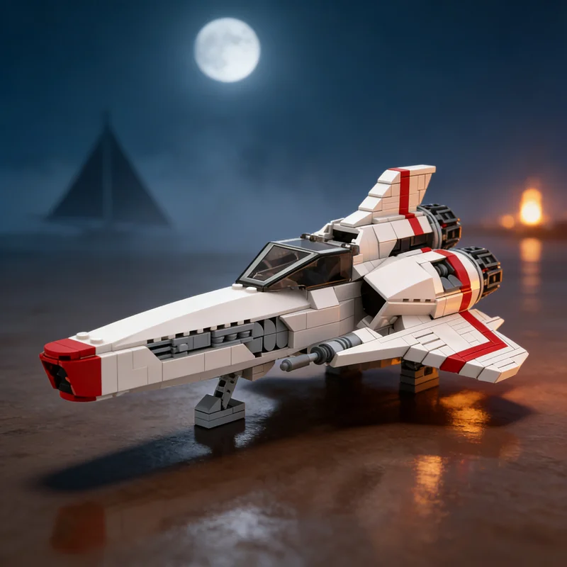 ตัวต่อ MOC 722 ชิ้น ชุดสร้างโมเดลยานรบอวกาศ กาแลคติกา ไวเปอร์ MKII ของเล่นเสริมสร้างจินตนาการ ไอเดียของขวัญคริสต์มาส ตัวต่อเสริมทักษะการเรียนรู้