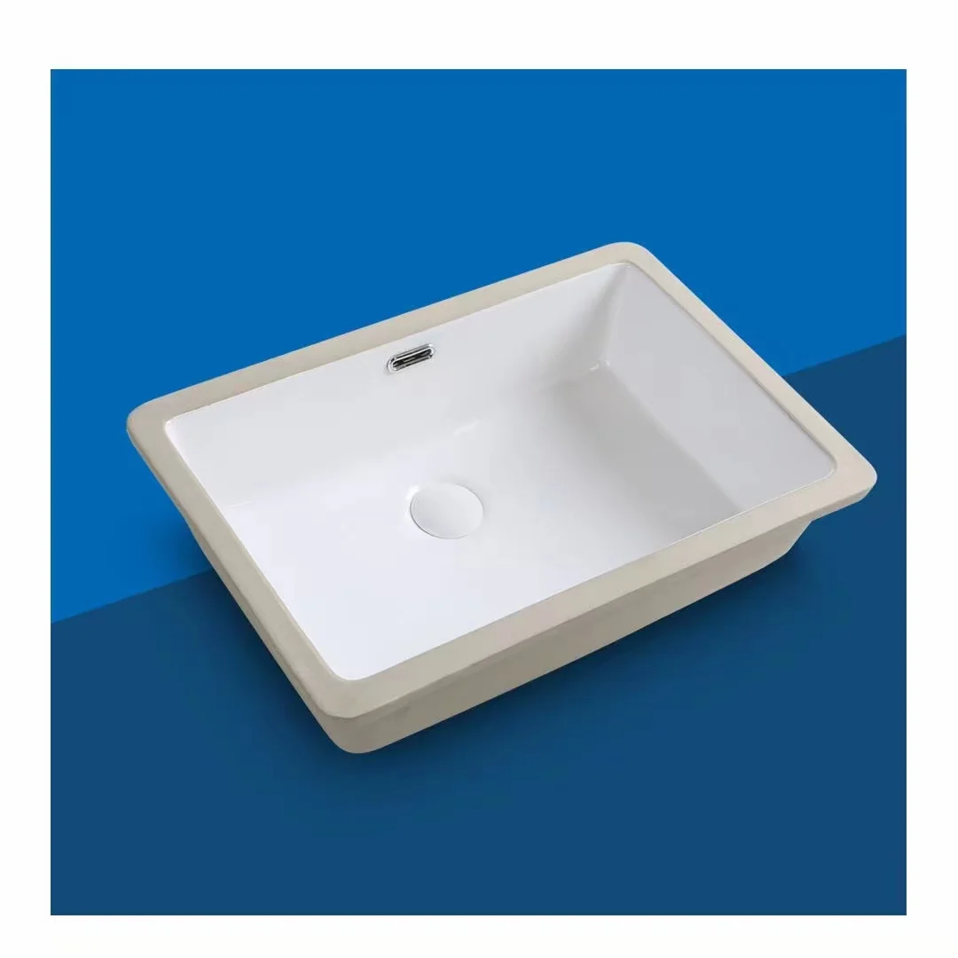 Ceramic under-table basin embedded square washbasin flat-bottomed washbasin household bathroom size washbasin single basin