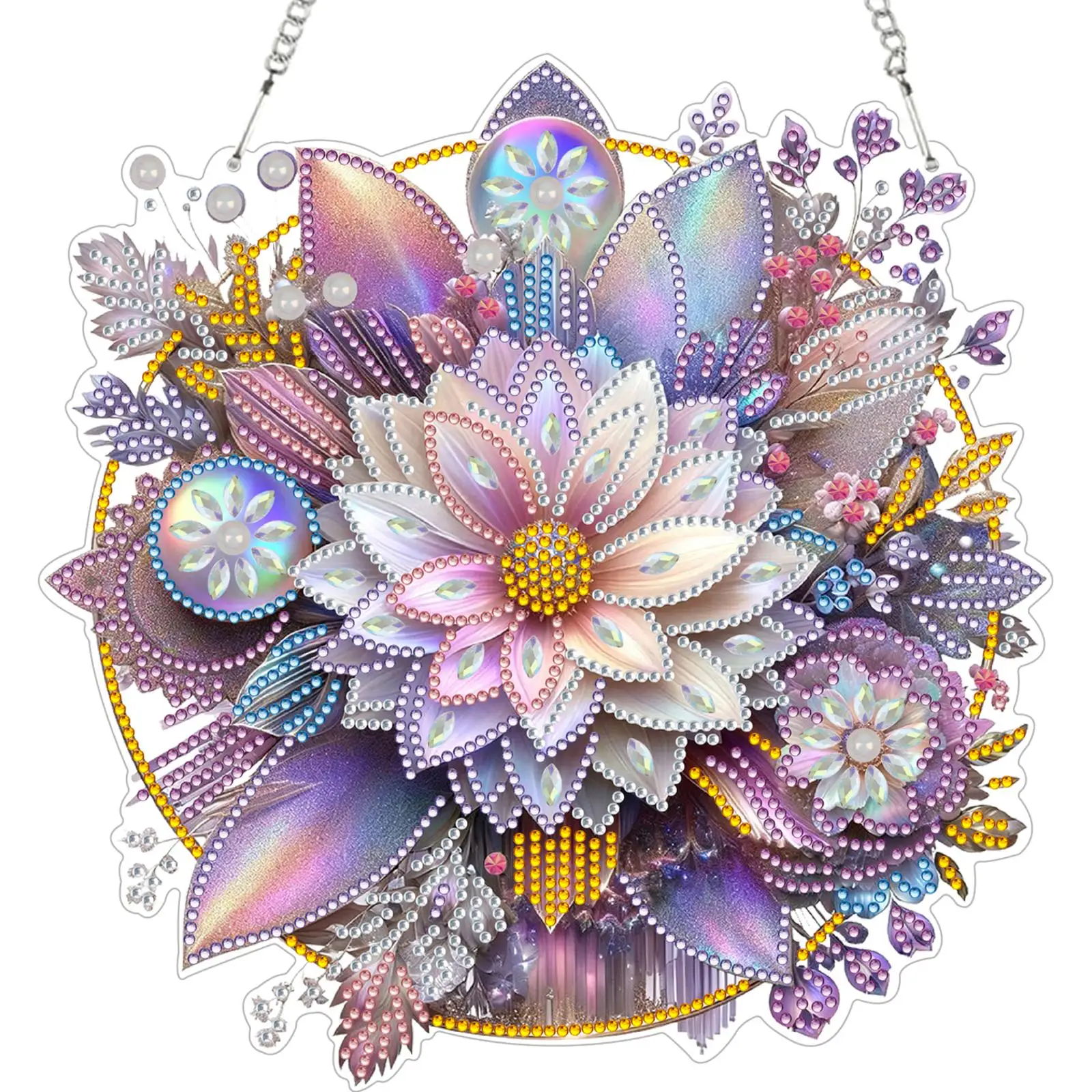 

2D Flat DIY Hanging Diamond Art Kits Double Side Print Single Dide Drill Diamond Art Acrylic Pendant Home Wall Decoration Crafts