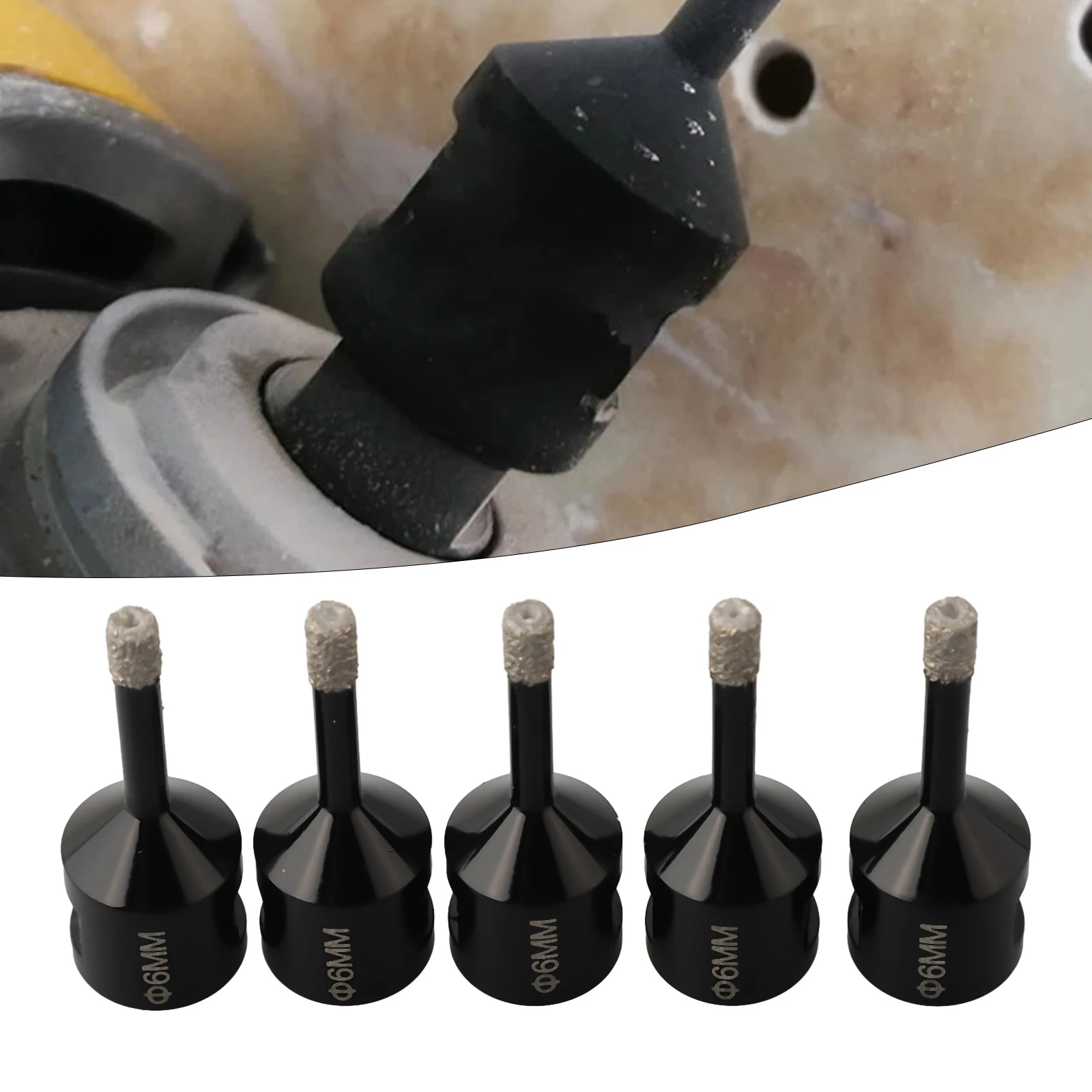 

5PCS 6mm Hole Opener Diamond Drill Bit Tile Marble Concrete Drill For M14 Thread Tooth Type Angle Grinder Repairing Tool Parts