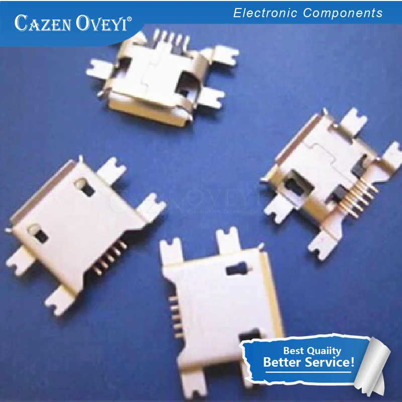 

10 шт./лот, 5-контактный USB-разъем с гальваническим покрытием, 1,27 мм, усиленная пластина, 5-контактный, 4-контактный, для мобильных телефонов