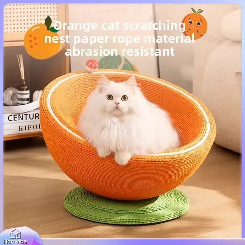 

Large Cat Scratching Board Nest Combo with Claw Ball and Durable Bowl for Cats Kitten Play Toy Pet Bed Scratch Pad Orange Cat