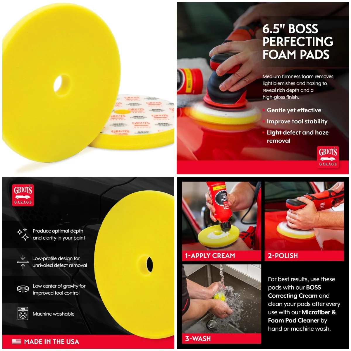 

6.5' Yellow Polishing Foam Pads Set of 2 for Car Detailing & Paint Correction