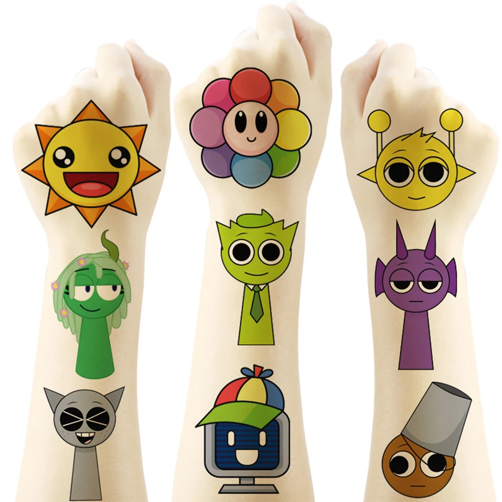

20pcs Cute Cartoon Incredibox Sprunki Tattoo Stickers Music Games Sticker Anime Party Decoration Supplies Kid Birthday Gift Toy