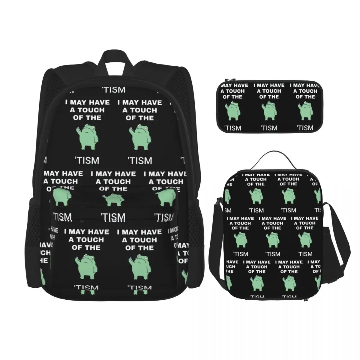 

I May Have A Touch Of The Tism Backpacks Boys Girls Bookbag School Bags Rucksack Lunch Bag Pen Bag Three-Piece Set