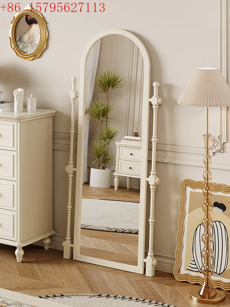 

French cream wind all solid wood full-length mirror bedroom high-end full-length mirror floor-to-ceiling mirror
