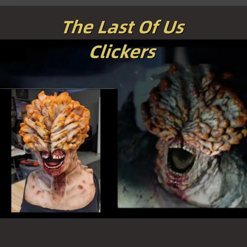 

Horror Movie Game The Last of Us Latex Mask Cosplay Zombies Clicker Headgear Helmet Halloween Masquerade Accessroy Party Costume