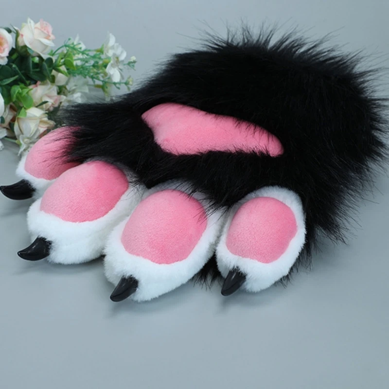 

Animal Paw Gloves Hairy Hands Gloves Halloween Costume Gloves Furry Claw Paw Gloves Winter Warm Plush Drop Shipping