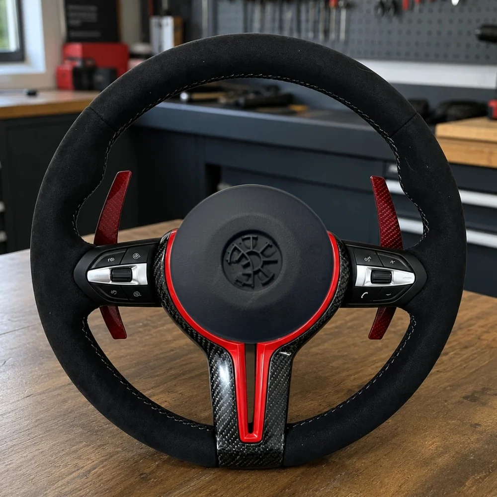 Car Accessories Custom Suede Steering Wheel For BMW F80 M3 M4 F82 F85 F90 X5 F15 F10 F20 F22 F30 F31 M2 F87 M3 E70 E90