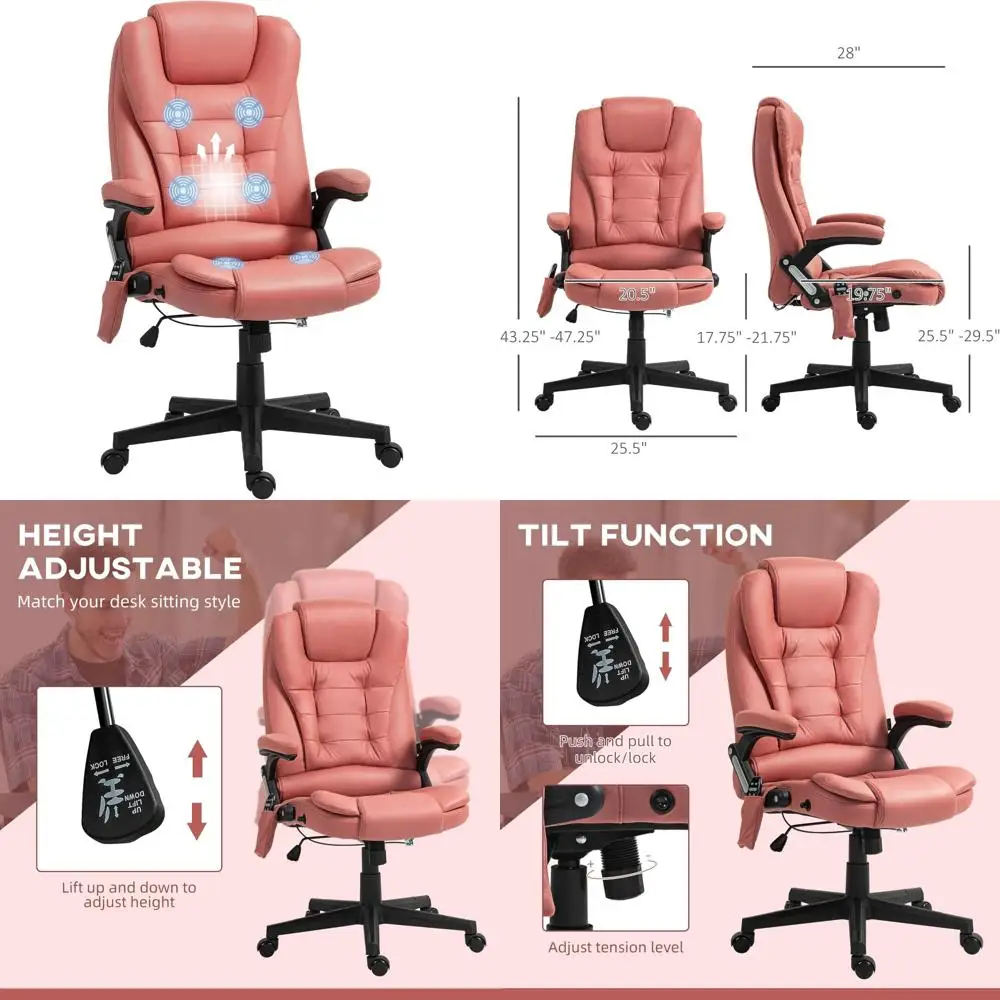 6-point vibration massage chair with heat and reclining high-back microfiber executive office chair