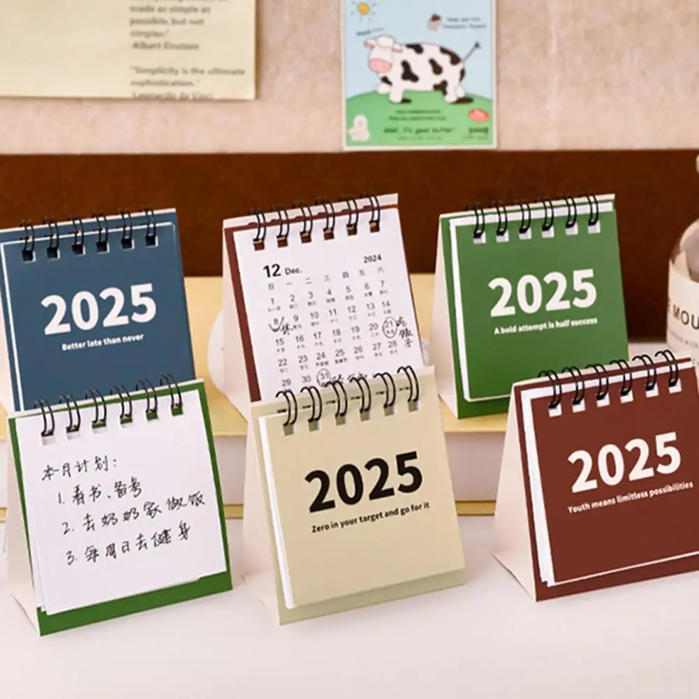 Compact Desktop Calendar Planning Calendar 2025 Mini Desk Calendar Set Portable School Office Stationery Learning Planner Pocket