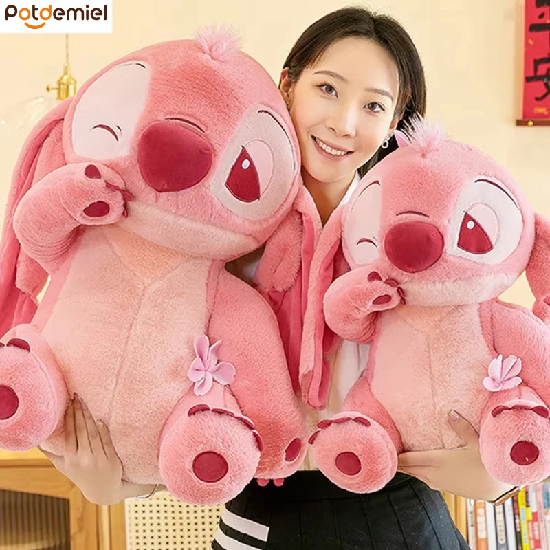 

Stitch Pink Sakura Series Kawaii Plush Toy Cartoon Anime Stitch Room Decor Soft Pillow Cute Plushies Girl Gift Pillow doll