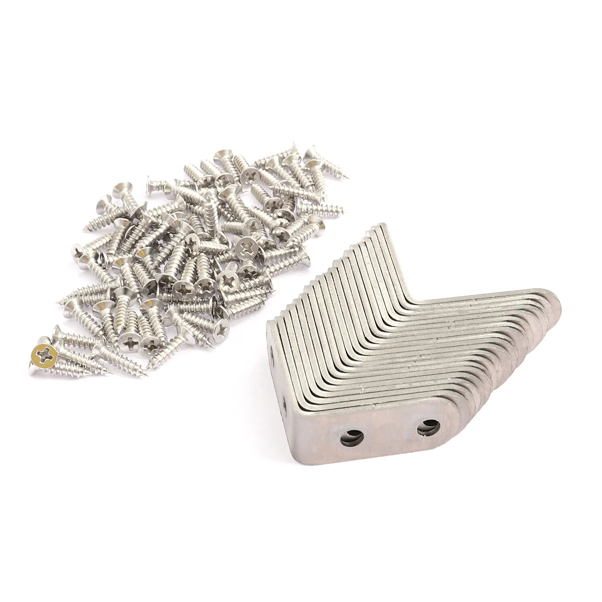 

20 pcs Stainless Steel 90 Degree Angle Bracket 40X40X16Mm 2Mm Thick Silver L Shape Corner Connector For Furniture Factory Fixing