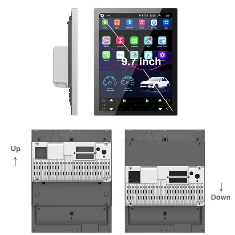 Radio con GPS para coche, reproductor de vídeo y Audio con Carplay, 4/64G, Android, pantalla Vertical de 9,7 pulgadas, estilo Tesla, para Toyota Prado